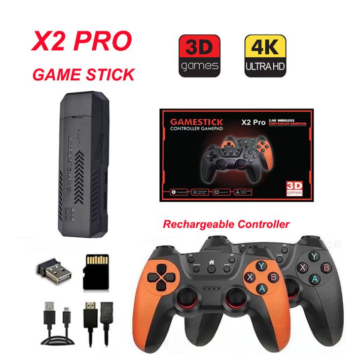 X2 PRO 64GB – 35,000+ Games | 4K Game Stick | 3D Retro Video Game Console