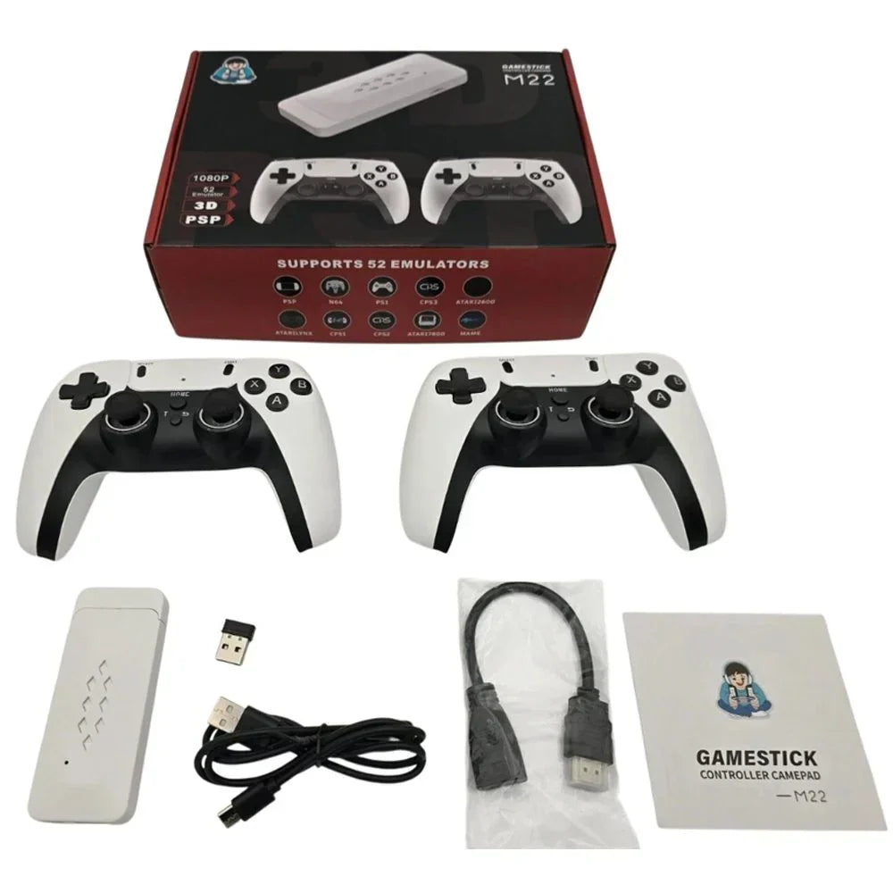 M22 64GB Retro Game Stick – 50,000+ Games | 1080P HD | 52 Emulators | Classic Edition